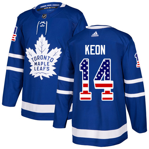 Adidas Maple Leafs #14 Dave Keon Blue Home Authentic USA Flag Stitched NHL Jersey - Click Image to Close
